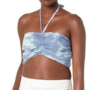 Roxy Women Blue Tie Dye Beachy Boho Cropped Island Hops Halter Tube Top - size M